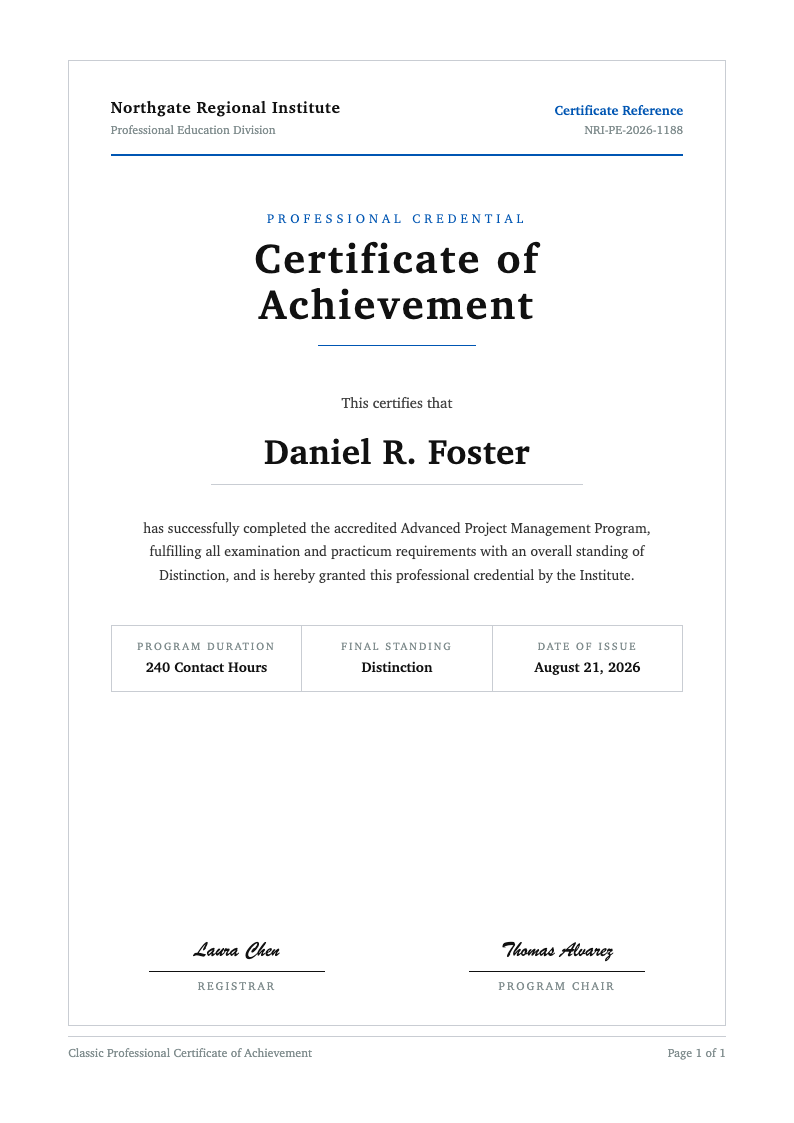 Classic professional certificate